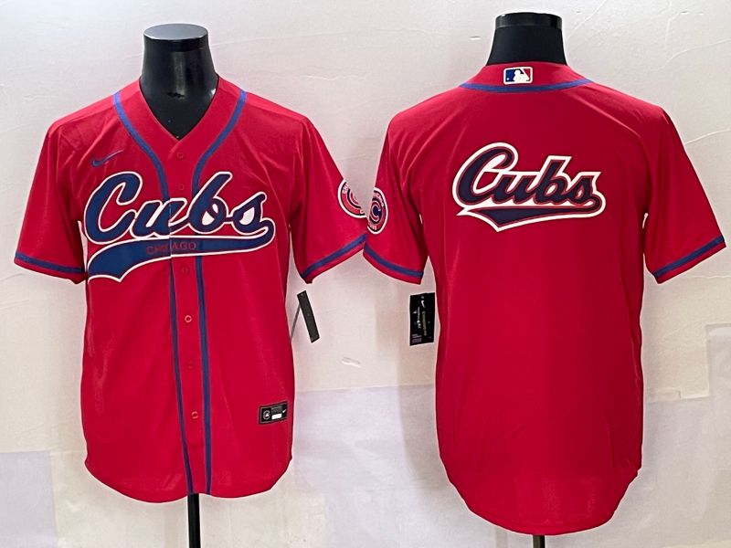 Men 2025 Chicago Cubs Blank Red Joint Name Nike MLB Jersey style 6->chicago cubs->MLB Jersey